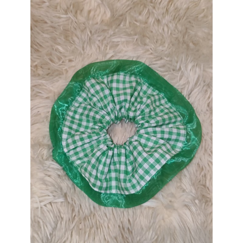 Chouchou  carreaux vert XL