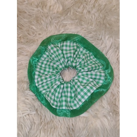 Chouchou  carreaux vert XL