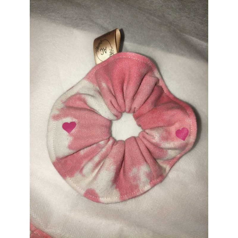 chouchou rose marbré coeur
